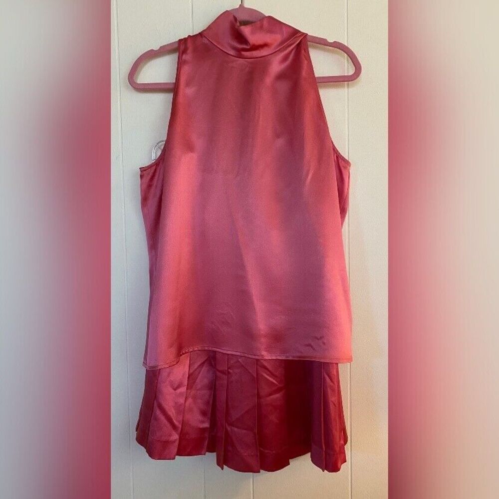 Dana Buchman Skirt Set Women’s 12 Pink Silk Pleated Cheerleader Barbiecore